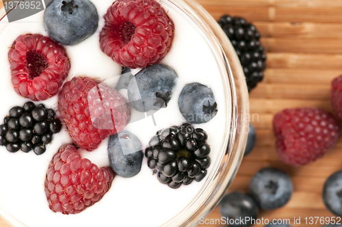 Image of Yogurt with blueberries, raspberries and blackberries