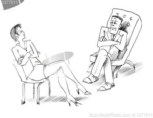 Image of woman and man talking