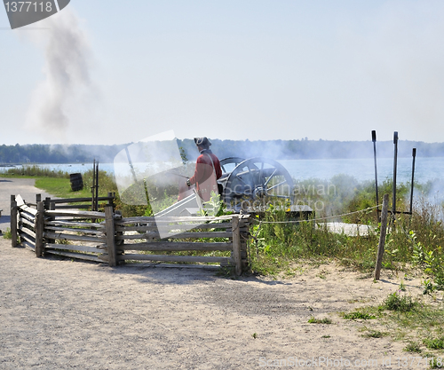 Image of the cannon of Colonial Fort Michilimackinac 