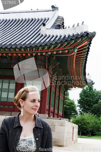 Image of Tourist at a Korean temple