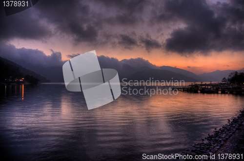 Image of sunset on ashi lake