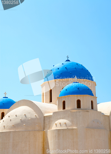 Image of Church domes in Perissa, Santorini, Greece