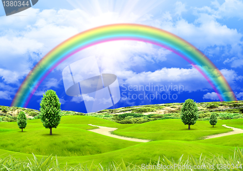 Image of Rainbow in the blue sky