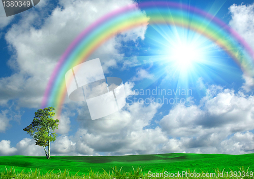 Image of Rainbow in the blue sky