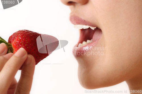 Image of Woman and strawberry