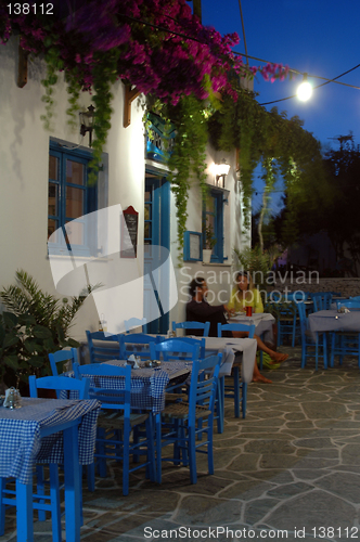 Image of greek taverna night