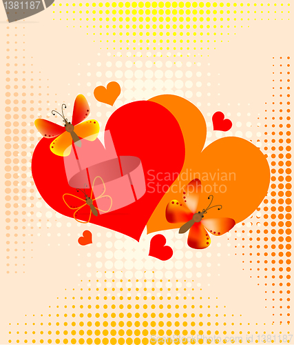 Image of hearts over halftone background