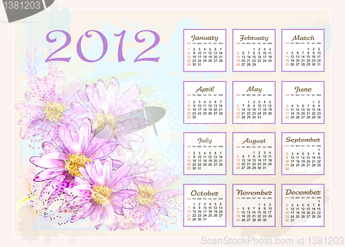 Image of calendar 2012  with pink flowers 