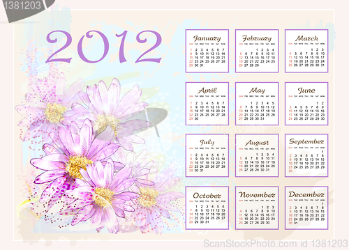 Image of calendar 2012  with pink flowers 
