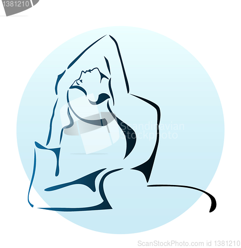 Image of outline illustration of girl doing yoga exercise