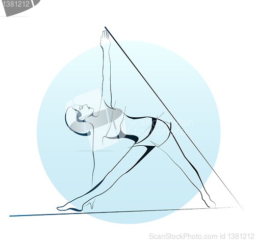 Image of outline illustration of girl doing yoga exercise