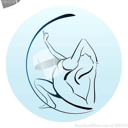 Image of outline illustration of girl doing yoga exercise