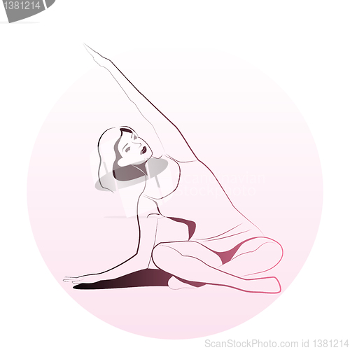 Image of outline illustration of girl doing stretching exercise