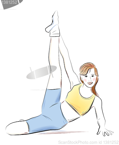 Image of young girl doing fitness exercise