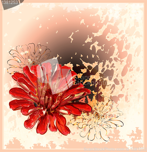 Image of abstract background with red flower