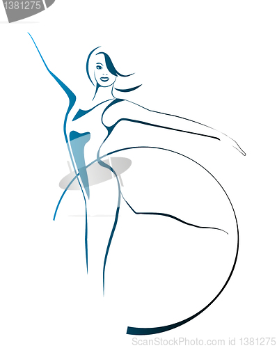 Image of sketch of  girl with gymnastic hoop