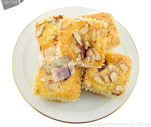 Image of raspberry cupcakes with almonds