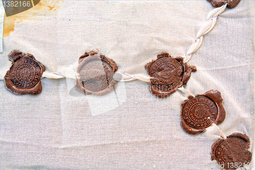 Image of of sealing wax seal on old parcel