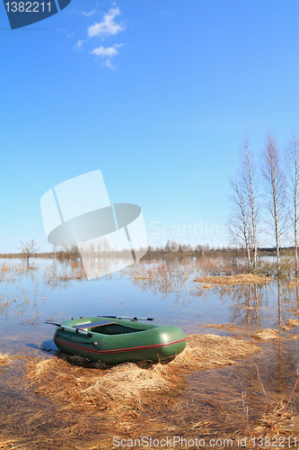 Image of rubber boat on the lake