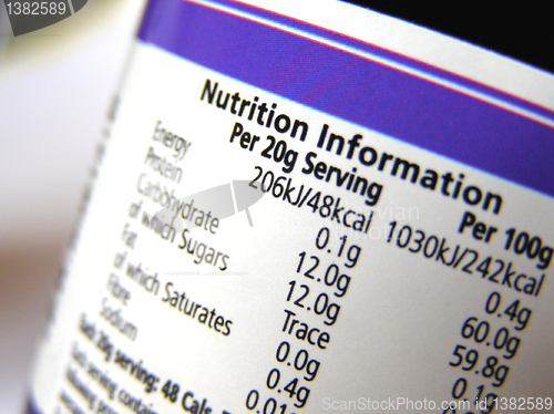 Image of Nutrition label