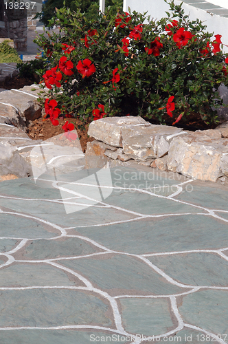 Image of stone walkway with flowers