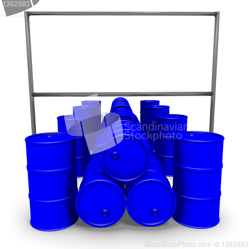 Image of Blue barrels and billboard