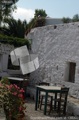 Image of restaurant next to ancient building