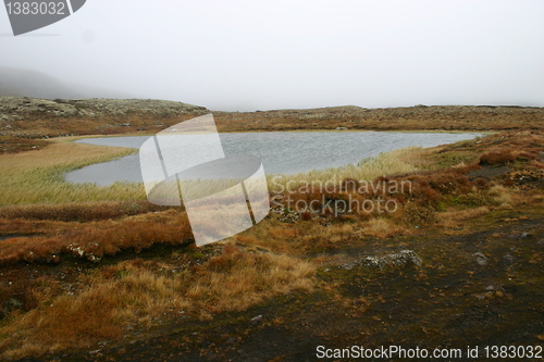 Image of heart-shaped lake at Hardangervidda Norway