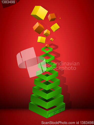 Image of Christmas Tree Geometric Pyramid with Gifts