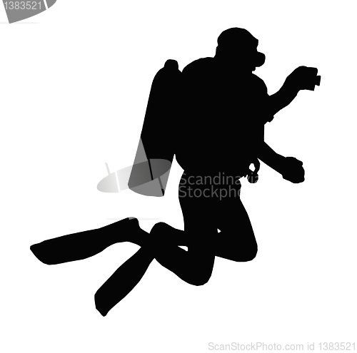 Image of Sport Silhouette – Scuba Diver Taking Under Water Picture