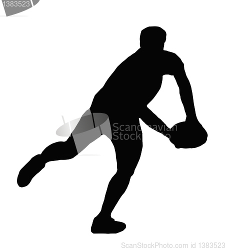Image of Sport Silhouette - Rugby Player Making Running Pass