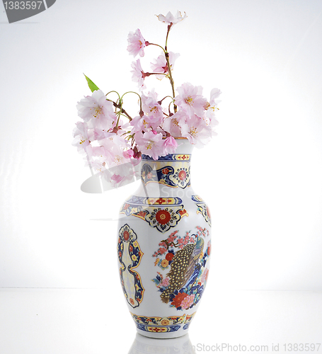 Image of cherry flowers and vase