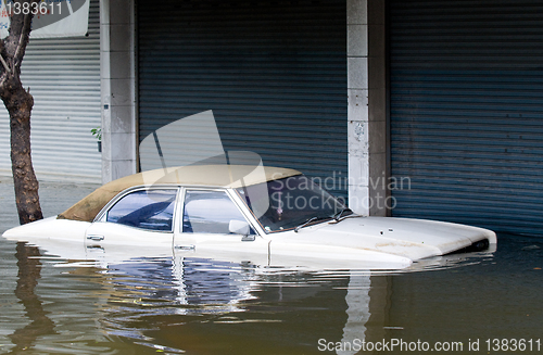 Image of Car inundated during a flood in Bangkok, Thailand