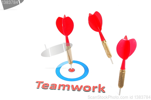 Image of teamwork concept with dart arrow