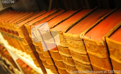 Image of old books in library