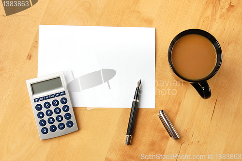 Image of business still life with copyspace