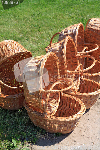 Image of new basket on green herb