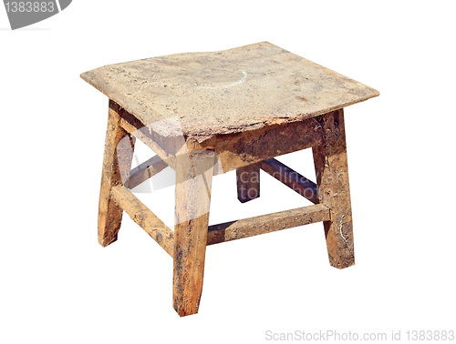 Image of old stool on white background