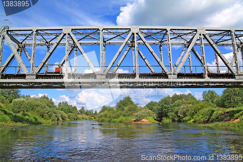 Image of railway bridge through small river