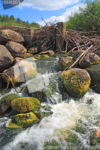 Image of mountain river flow between stone