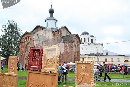 Image of wooden icon in street gallery