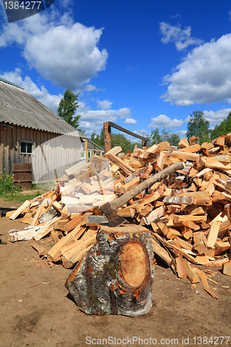 Image of axe in log 