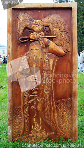 Image of wooden picture on street exhibition