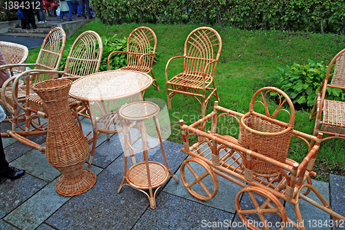 Image of braided furniture on rural market