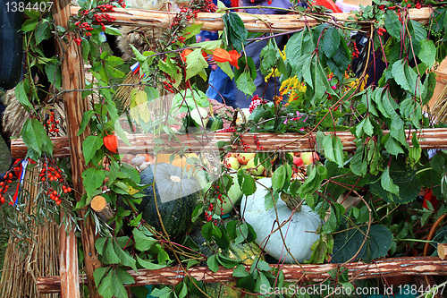 Image of green pumpkins on rural market