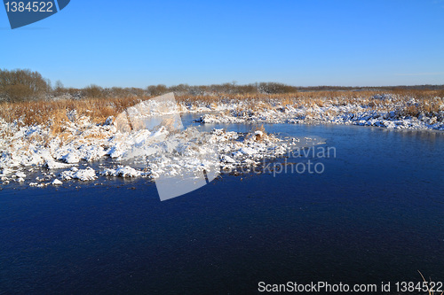 Image of autumn ice on small river 