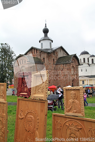 Image of wooden icon in street gallery