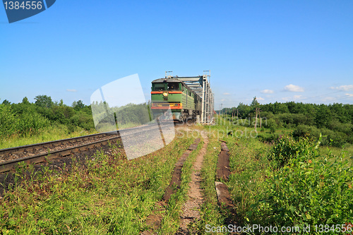 Image of freight train on railway bridge