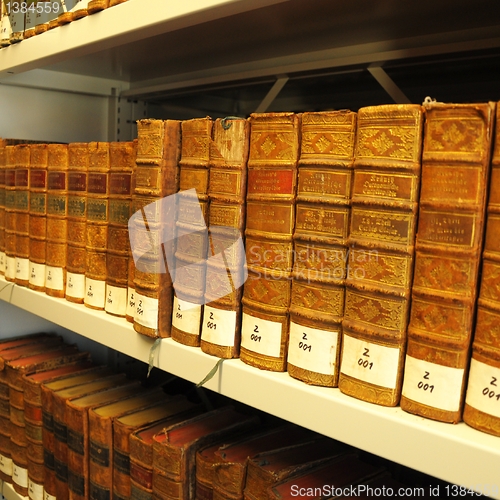 Image of old books in library