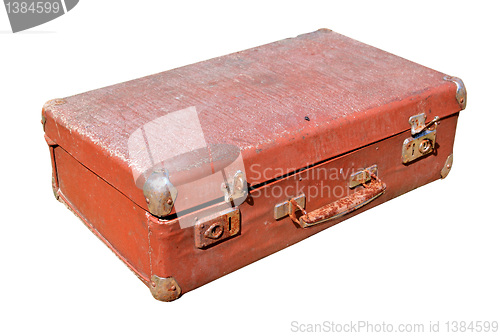 Image of old valise on white background